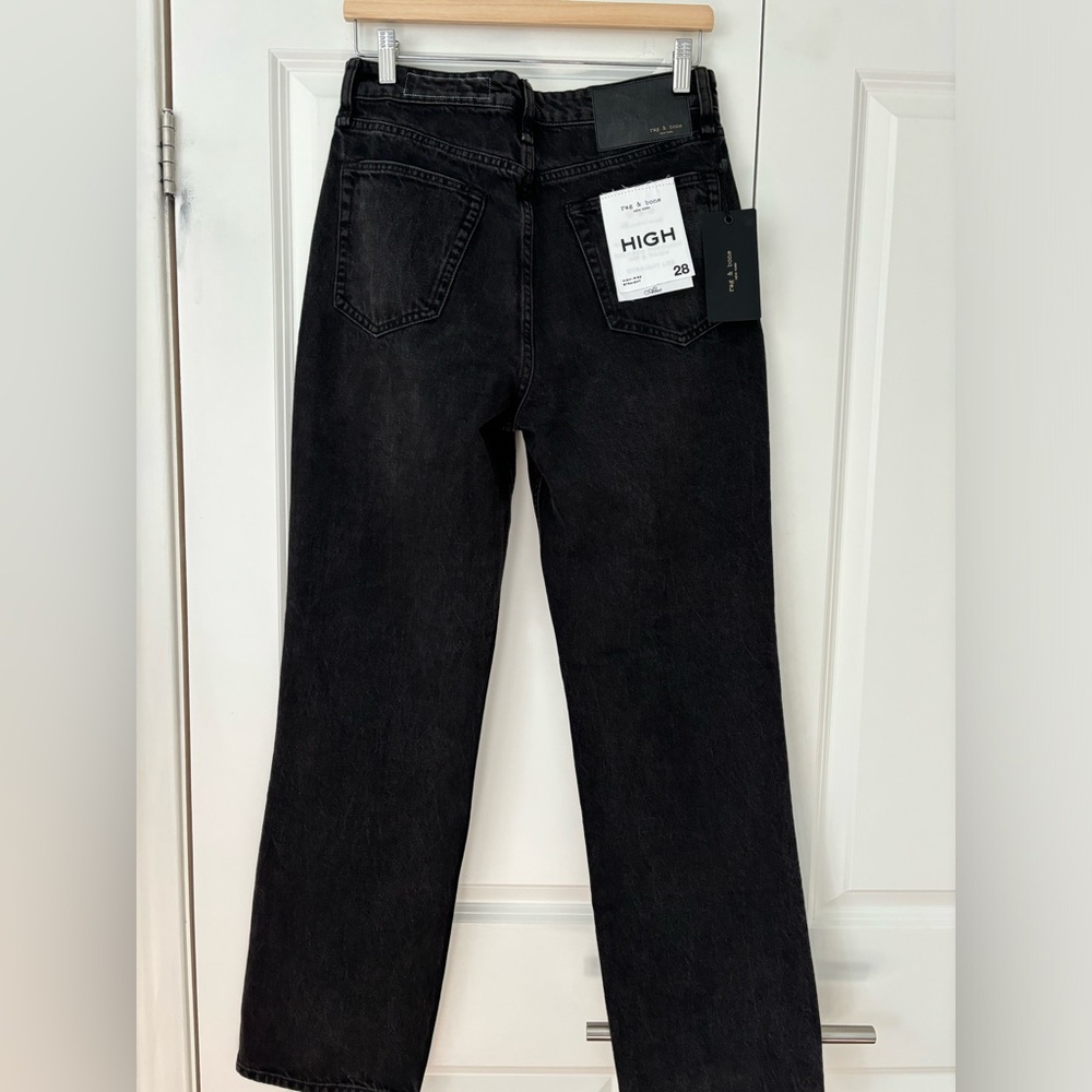 Rag & Bone Black Alex High-Rise Straight Jeans NWT - Picture 2 of 13